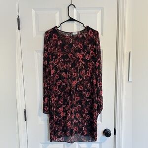 NWOT Ecru Floral Printed Silk Long Sleeve Dress size M